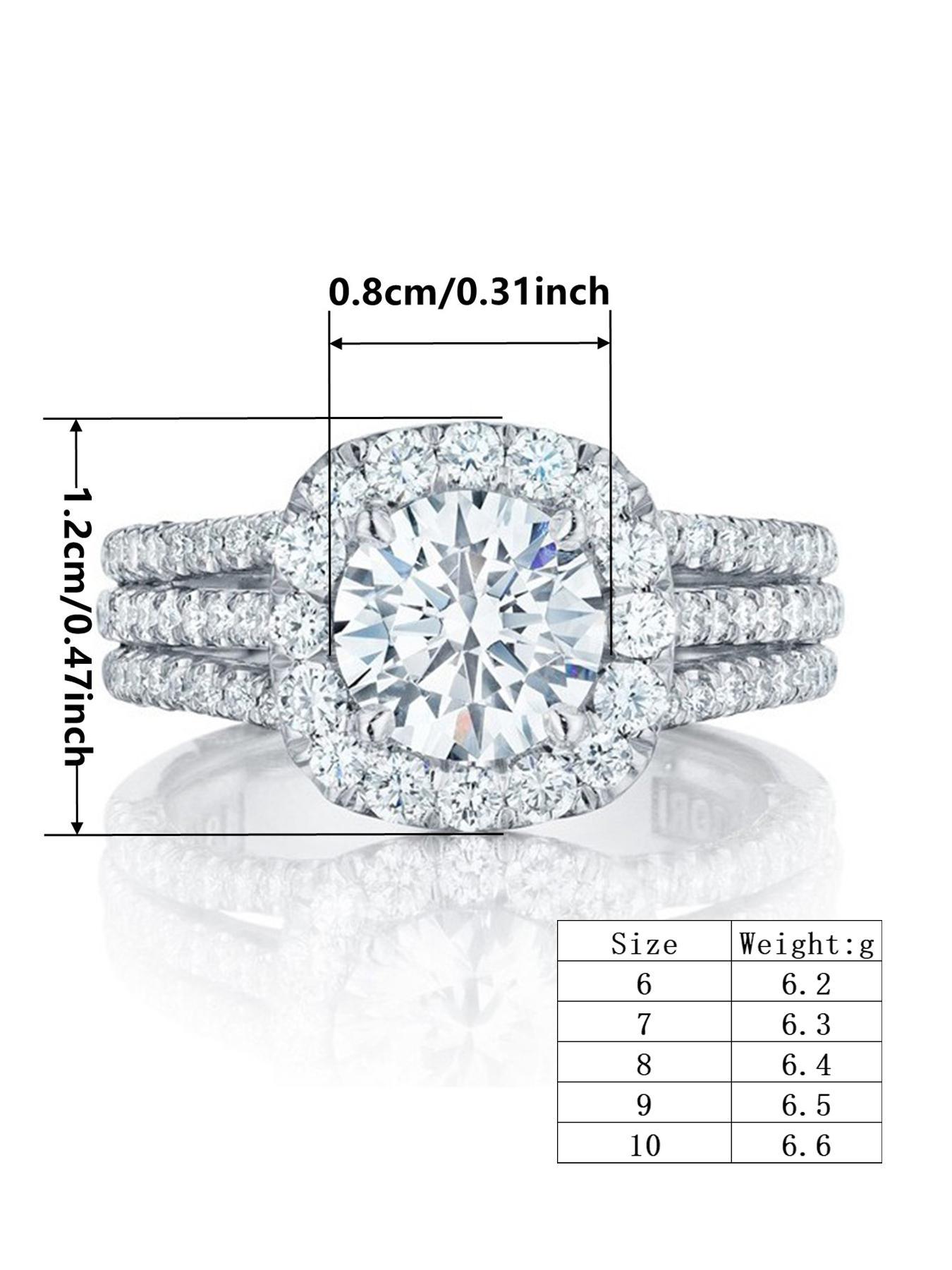 S925 Sterling Silver Luxury Gorgeous Square Shaped Rhinestone Decor Multi Cut Cluster Ring with Box, Elegant Exquisite Jewelry for Women for Summer Party & Daily Wear