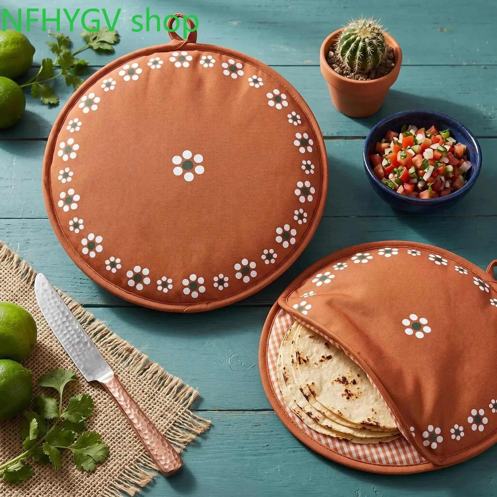 Insulated Fiesta Print Tortilla Warmer Pouch, Soft Fabric Heat Retention Reusable Microwave Food Keeper, Practical Kitchen Supply For Tacos, Home Cooking, Family Dinners And Parties