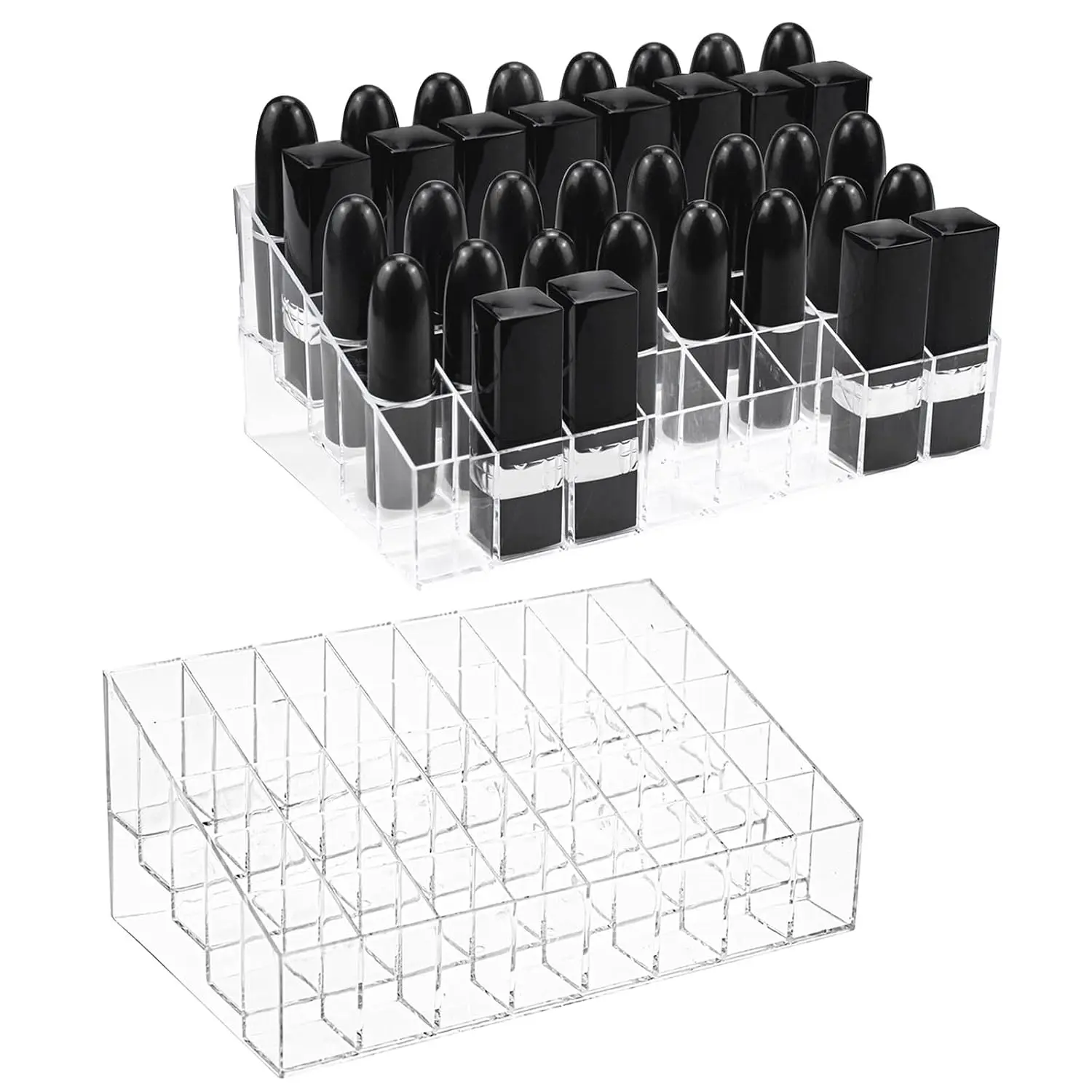 2 Pack Lipstick & Makeup Organizer, 40 Slot   Display Case for Lipstick, Brushes, Bottles