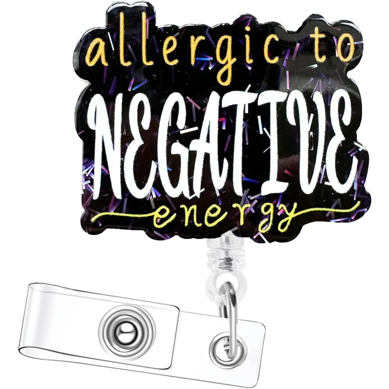 Funny Quotes Badge Reel,Retractable ID Card Name Badge Holder with  Clip for Nurse  Teacher Office Worker