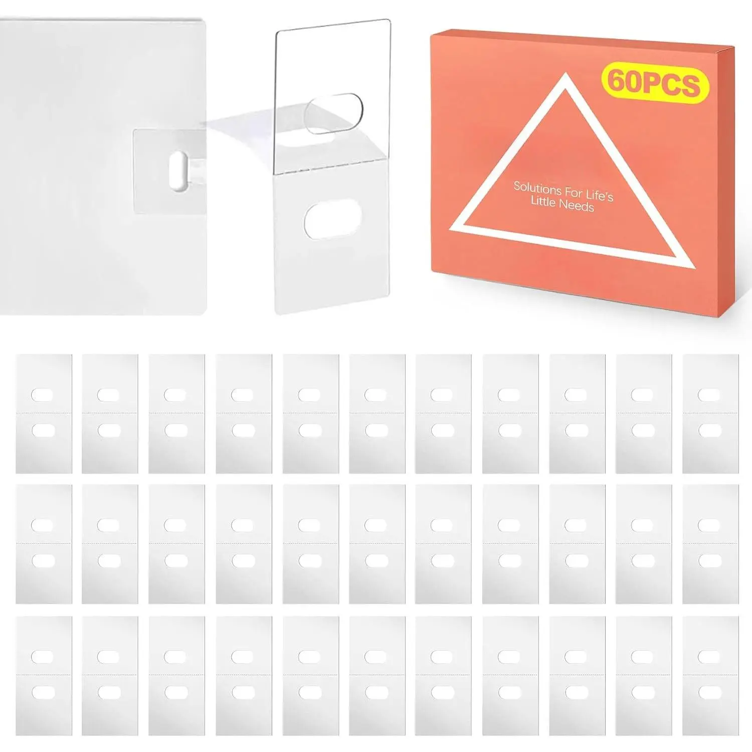 60-Pack Vertical Blind Repair Kit – Clear Self-Adhesive Clips for Broken Blind Slats (Durable Reinforced Plastic, Easy to Apply, Ideal for  & Office Vertical Blinds)