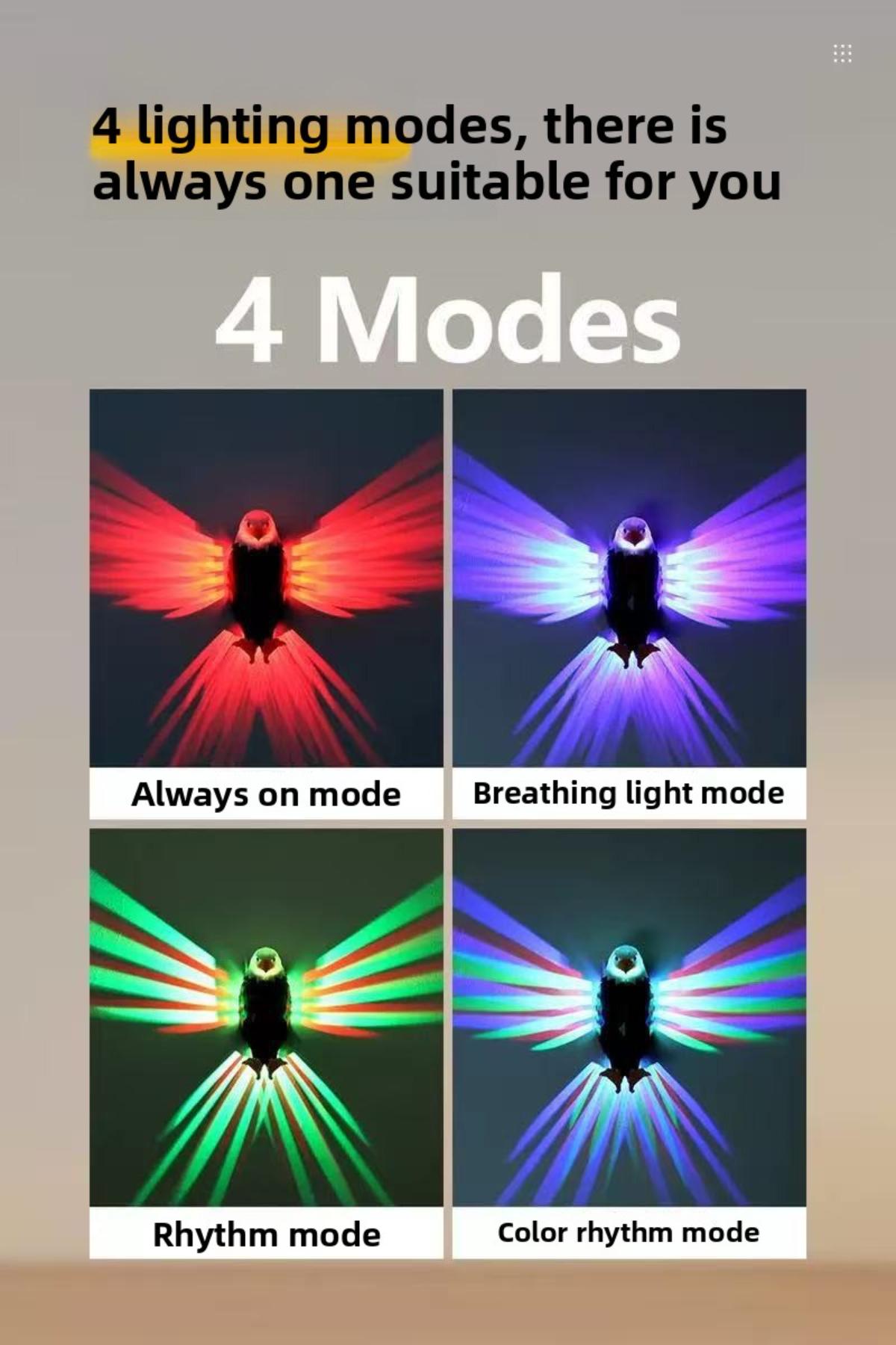 Smart Motion Sensor Bald Eagle Night Light| Remote Control RGB Wall Lamp| No Drilling Magnetic Installation For Bedroom Corridor Hallway