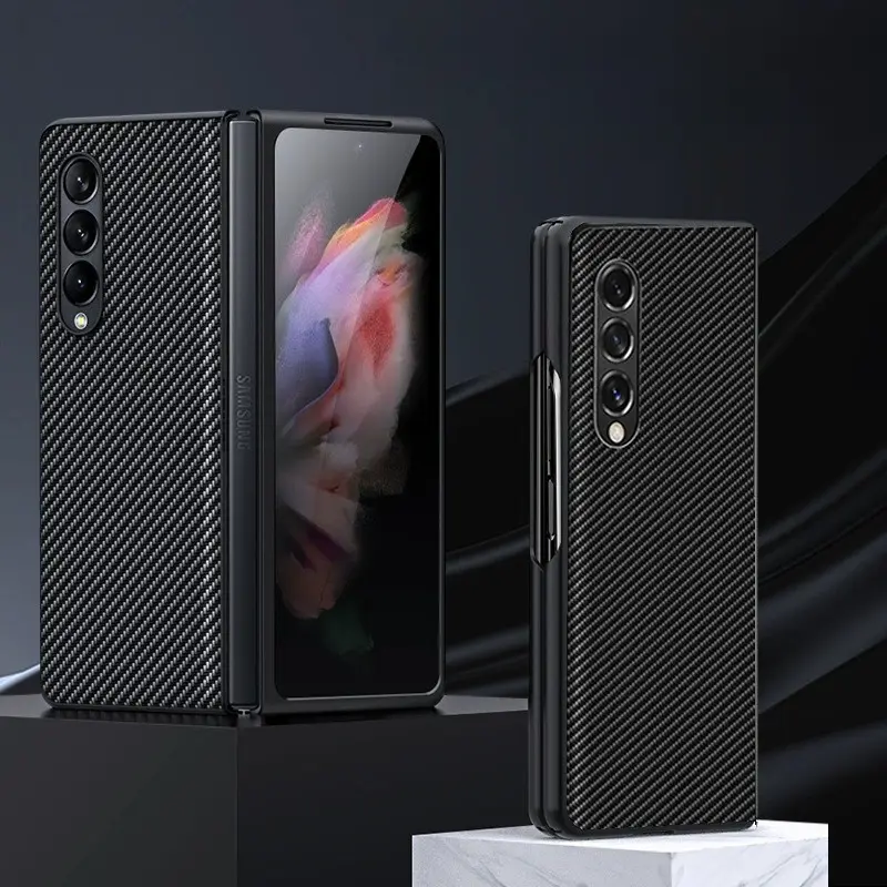 Compatible with Z Fold8/Z Fold7/Z Fold6/Z Fold5/Z Fold4/Z Fold3 | Carbon Fiber Texture Full Wrap Shockproof Large Fold Phone Case HNZ0470