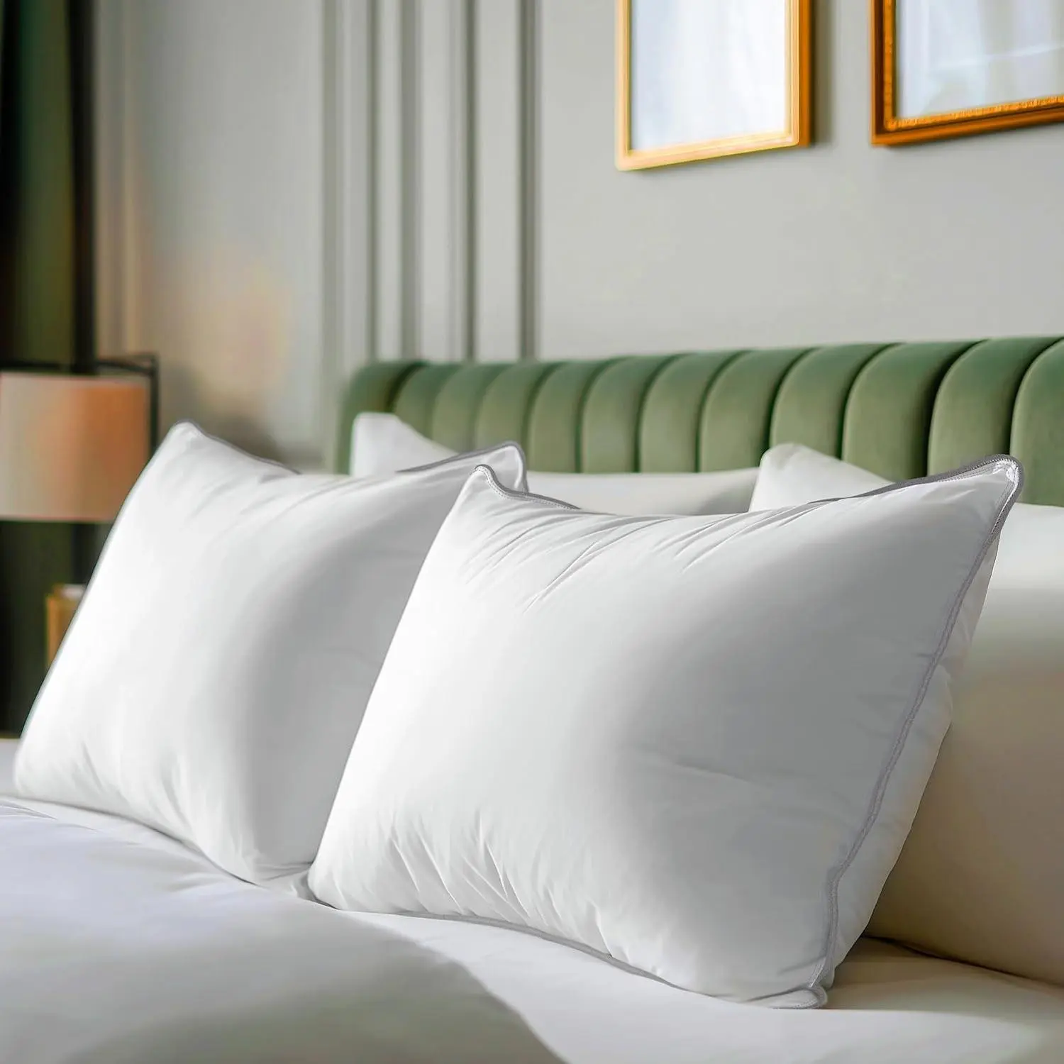 Goose Down   Pillows Set of 2, Luxury Hotel Quality Pillow, Firm, Cooling
