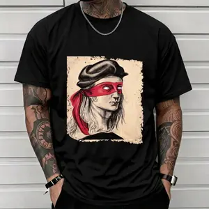 Women's Raphael Renaissance Parody Print T-Shirt, Breathable Cotton Fabric, Funny Art Humor Graphic, Short-Sleeve Crewneck, Fashion Casual Loose Retro Parchment Sketch Top for Artists, Menswear Compatible