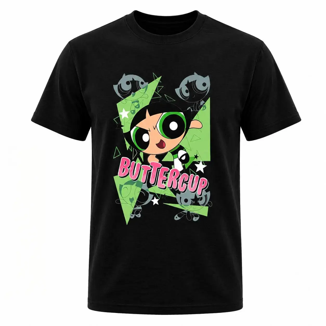Women's Fitted Round Neck Short-Sleeve The Powerpuff Girls Buttercup Graphic Top - Soft, Cute Tops for Women, Everyday Vibe Casual Streetwear Summer T-Shirt