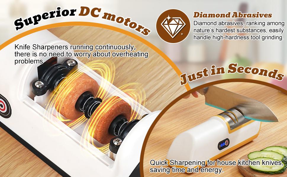 -Stage Electric Knife Sharpener, Professional Multi-Function Kitchen Knife Sharpener for Home Use, Fast Blade Sharpening Countertop Gadget