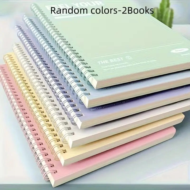 2 A5 Creative Notebooks, Matte Pages, Spiral Binding, 120 Pages, 6 Soft Colors, Durable Design, Office Stationery Supplies, Sketching, School Supplies, Notebook For School