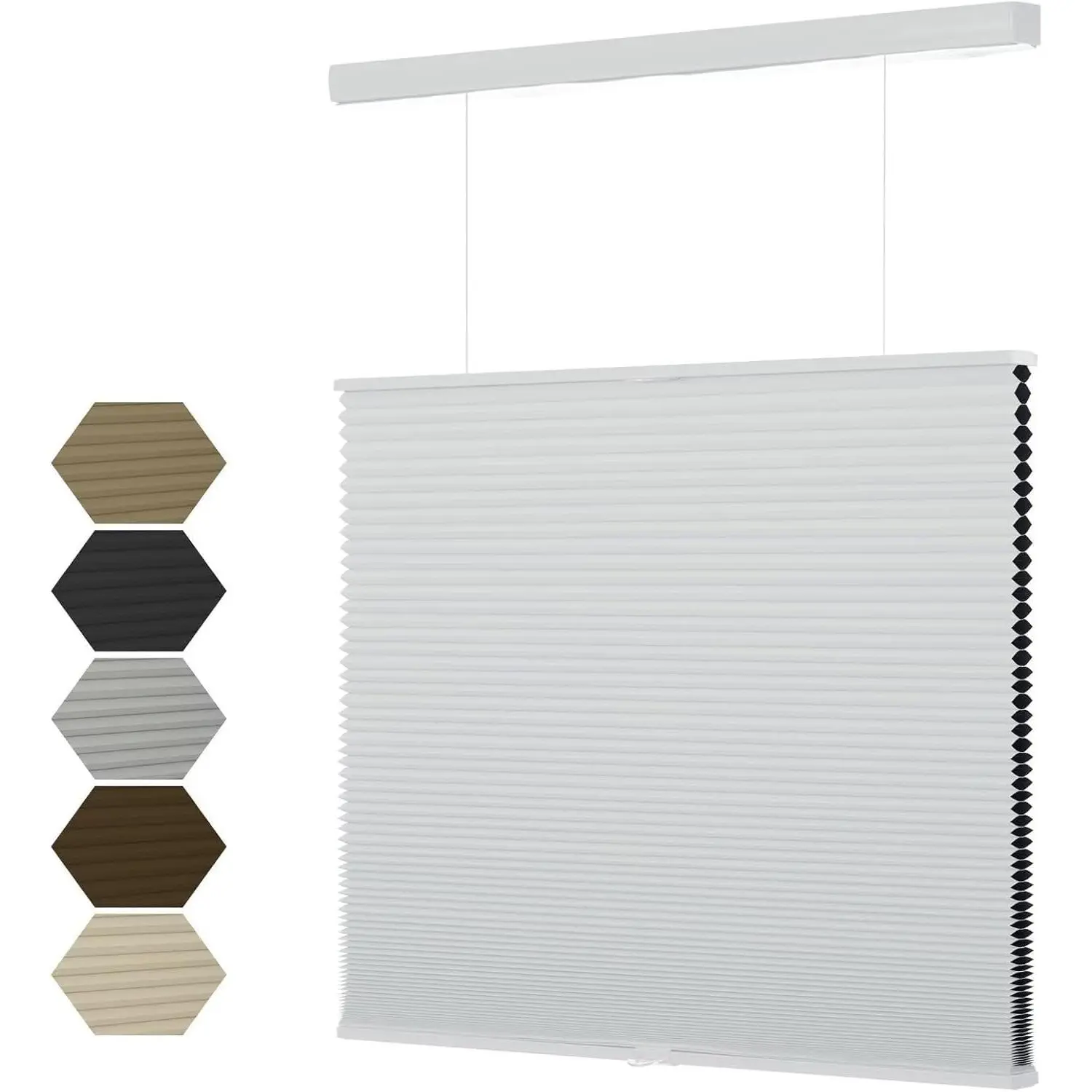 Top Down Bottom Up（TDBU） Cellular Shades, 1.5 inch Cordless Blackout Honeycomb Pleated Blinds for Windows Home Bedroom Office, Light Control, Thermal Insulated, 35" W x 64" H, White