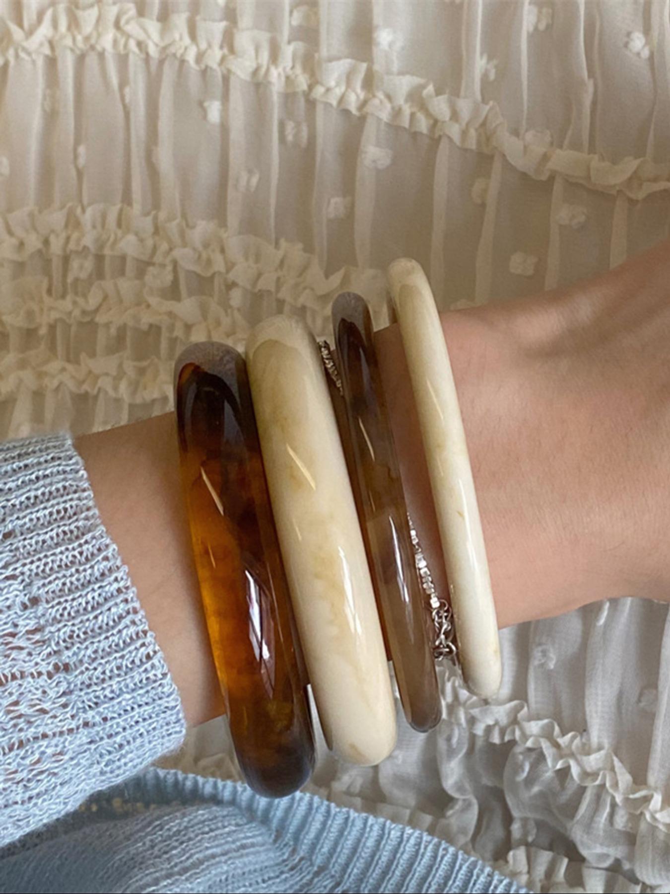 Elegant Vintage Style Acrylic Bracelets Set, Fashionable Minimalist Design, Perfect for Casual Wear & All-Season Parties, High Quality Bracelet