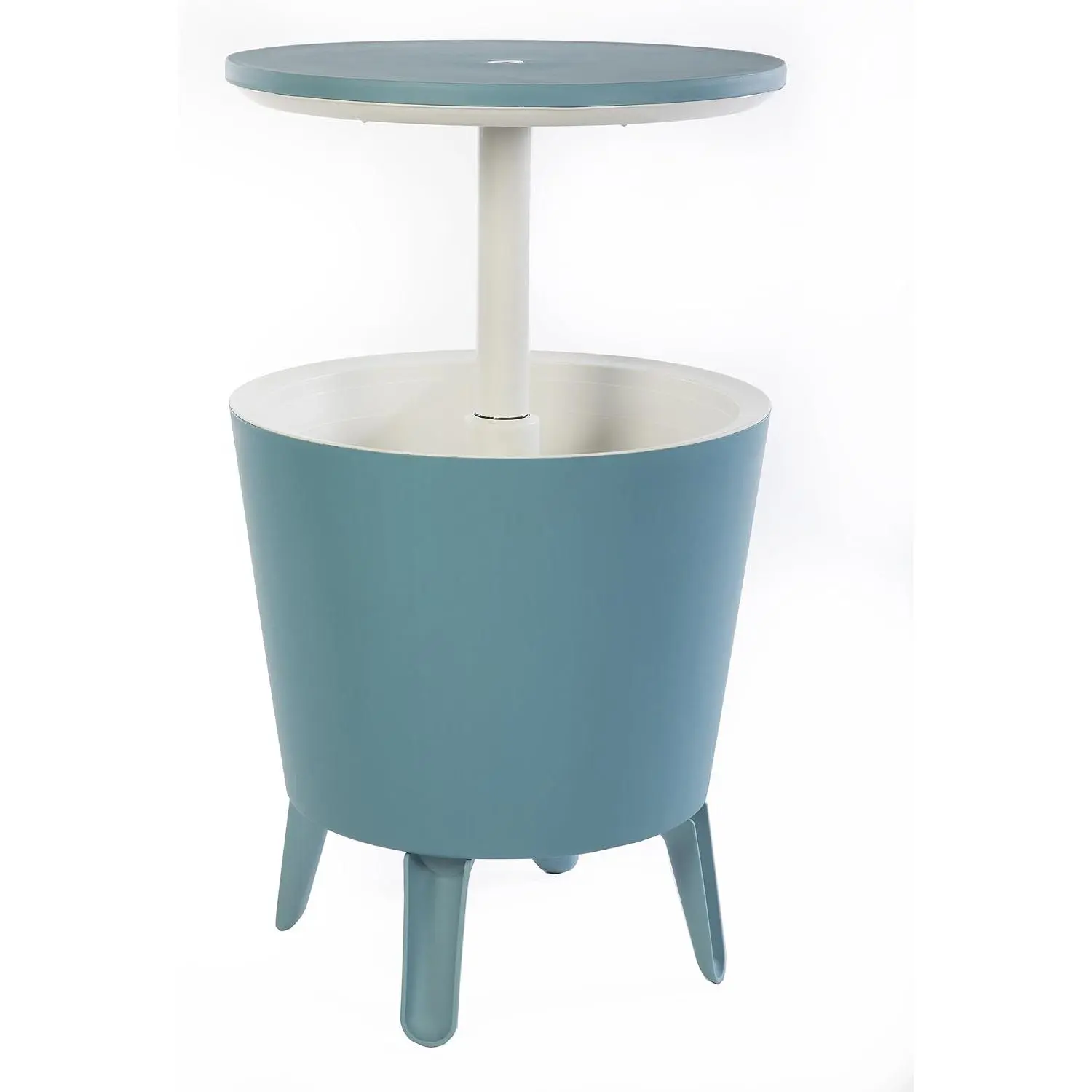 Modern Cool Bar Outdoor Patio Side Table - 7.5 Gallon Beer and Wine Cooler, Teal - Durable Resin for Hot Tub, Poolside, Garden Party - Easy Clean, Weather Resistant