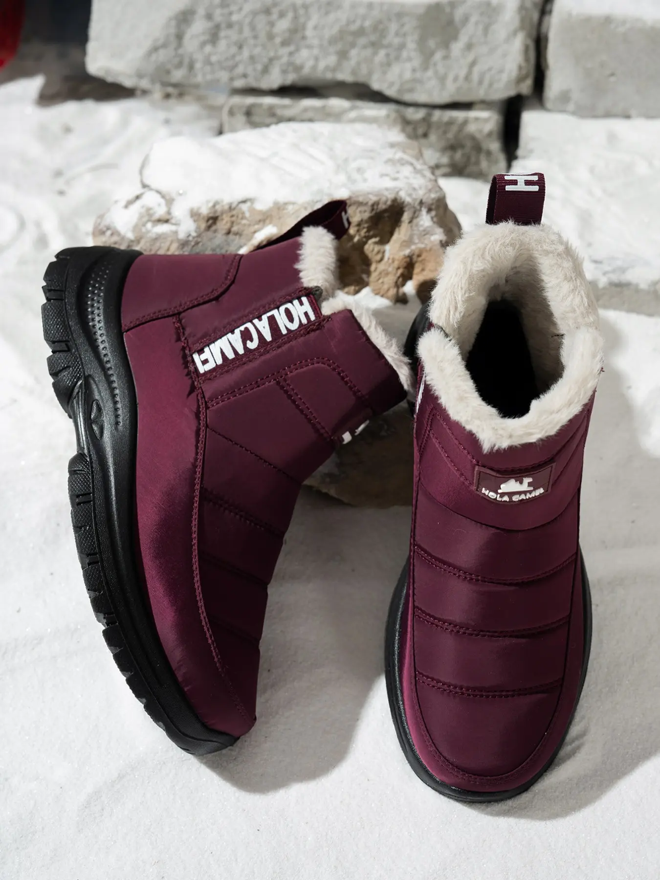Simple Slip-On Snow Boots, Windproof Waterproof Lined Short Boots, Thick Sole Durable Winter Shoes, Warm and Comfortable Footwear, Casual Warm Boots
