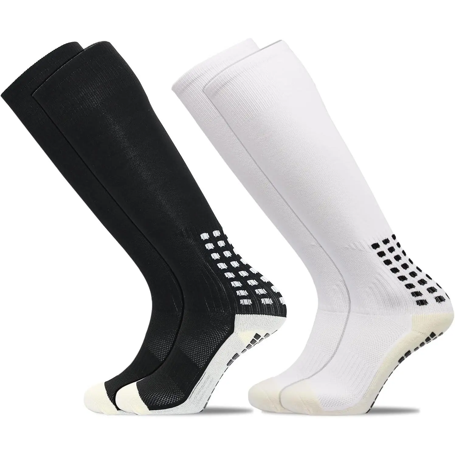 Mens Knee High Grip Soccer Socks Non Slip Long Socks for Football Basketball Sports