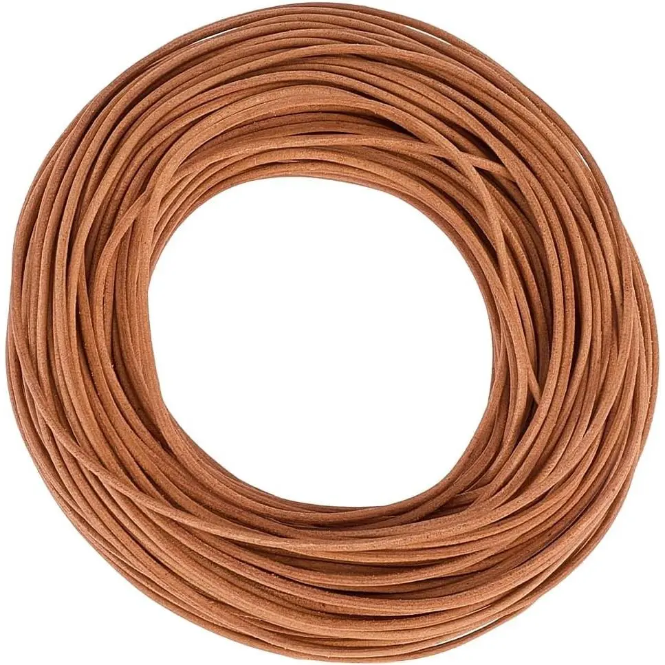 1.5mm 27.34 Yards Round Genuine Cowhide Leather Braiding Cord, Leather String Rope Lace Cording for Jewelry Making, Crafting, Necklace Bracelet Making, Beading and Wraps (Peru)
