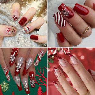 High-end long solid color press-on nails, almond-shaped glossy detachable nail pieces