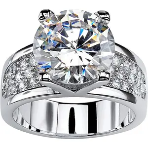 925 Sterling Silver Shiny Gem Ring Cubic Zirconia Rings CZ Diamond Multi Row Ring Eternity Engagement Wedding Band Ring for Women (US Code 7)