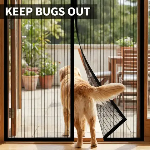 Magnetic Screen Door, Magnetic Closure, Durable Nylon Mesh Curtain, Pet Friendly Mesh Divider Door, Home Decor Supplies, Barn Door Design, Decorative, Modern, Mesh Zipper Doors