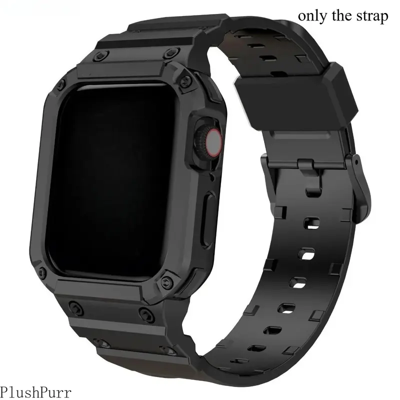 2-in-1 Drop-Safe TPU Smartwatch Cover & Adjustable Buckle Sports Strap - Protection, Textured Grip, Smartwatch Compatible Bands for Series 1-11/Ultra/SE (38/40/41/42/44/45/49mm), Shockproof Wearable Wristband, TikTok Shop Back to School