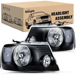 Nilight Headlight Assembly for 2004 2005 2006 2007 2008 Ford F150 Pickup /2006-2008 Lincoln Mark LT Passenger Driver Side Black Housing Clear Reflector Lens Headlamp Replacement, Car Headlights