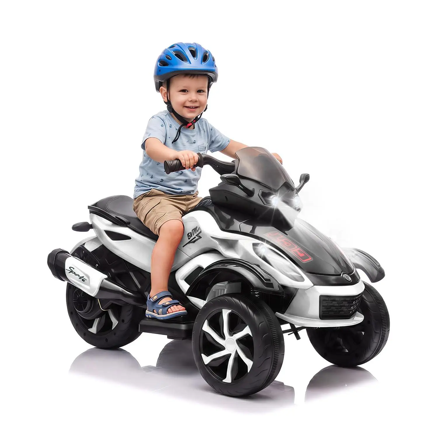 Garvee Kids Electric Ride‑On Car 12V Rechargeable Battery Dual 45W Motors 3‑Wheel Stable Design Max 4MPH Built‑in Music Colorful Lights Injecting Plastic Wheels 66lbs Capacity Outdoor Ride Toy Vehicle For Kids Ages 3‑6