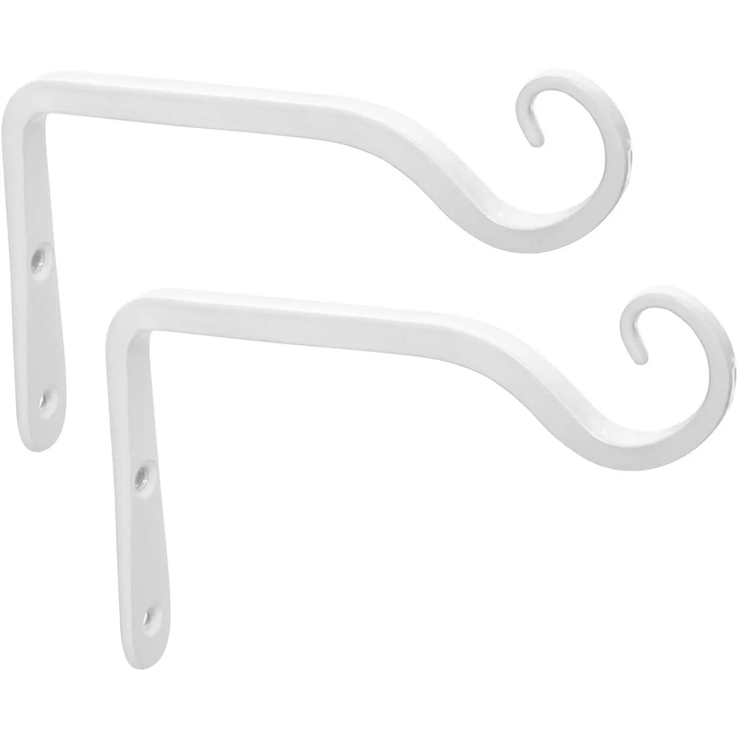 Minimalist Rust-Resistant Steel Wall Hooks, 2-Pack 6-In Decorative Hanging Accessories White Metal Brackets for Bird Feeders, Indoor-Outdoor Home Garden Use