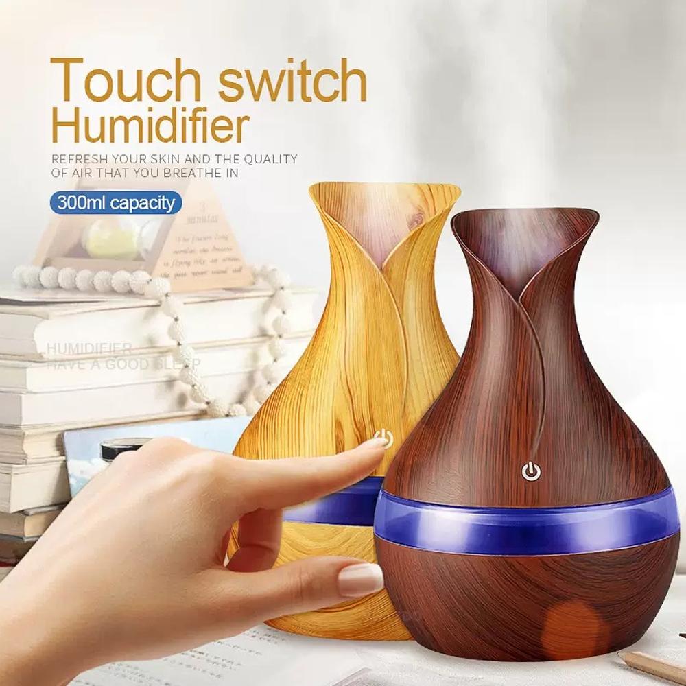 Aromatherapy Essential Oil Diffuser & Humidifier 300ml USB-Powered Quiet Fog with Night Light for Home Office Nursery Desktop