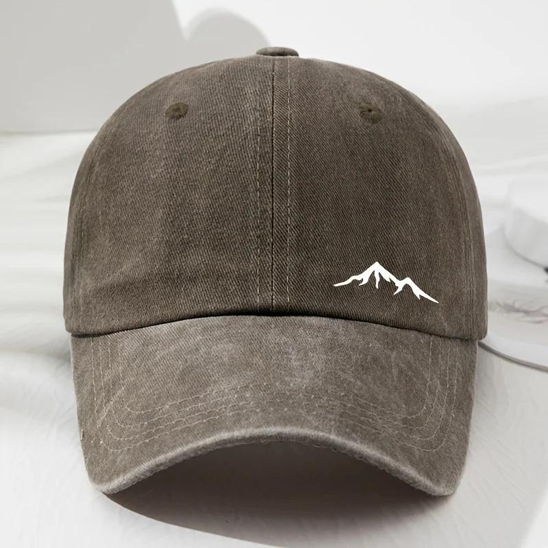 Mountain Peak Printed Washed Cap - Men's and Women's Baseball Cap - Soft Top Outdoor Mountaineering Bowler Hat