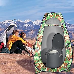 Outvita Portable Toilet, Outdoor Lightweight Porta Potty with Detachable Inner Bucket Removable Toilet Paper Holder for Camping Boat RV Hiking Living Room