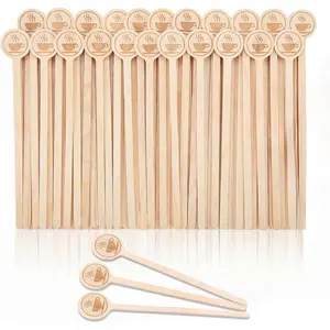 100Pcs Coffee Stirrers-5.9 Inch Natural Wooden Stir Sticks with Round Ends, Disposable Biodegradable Cafe Grade Coffee Stir Sticks Wood Beverage Mixer for Coffee Cocktails Milk Tea