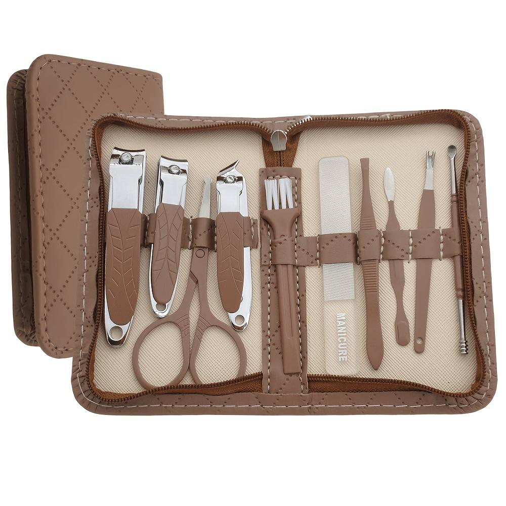 Professional Nail Clipper Set with Leather Storage Case, 10/42pcs Stainless Steel Nail Clippers Kit, Cuticle Pusher, Manicure & Pedicure Tool for Home & Salon Use