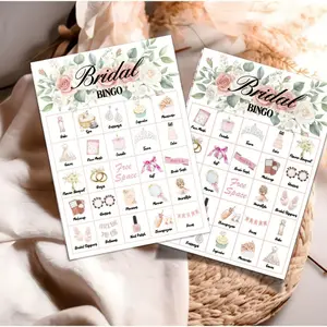 Pink Floral Bridal Bingo Game Cards, Watercolor Rose Bachelorette Party Bingo Game Set, Funny Icebreaker Group Activity Supplies, Party Table Game for Bridal Shower, Wedding Party Favors, Bride To Be Adult Girls Party Decorations