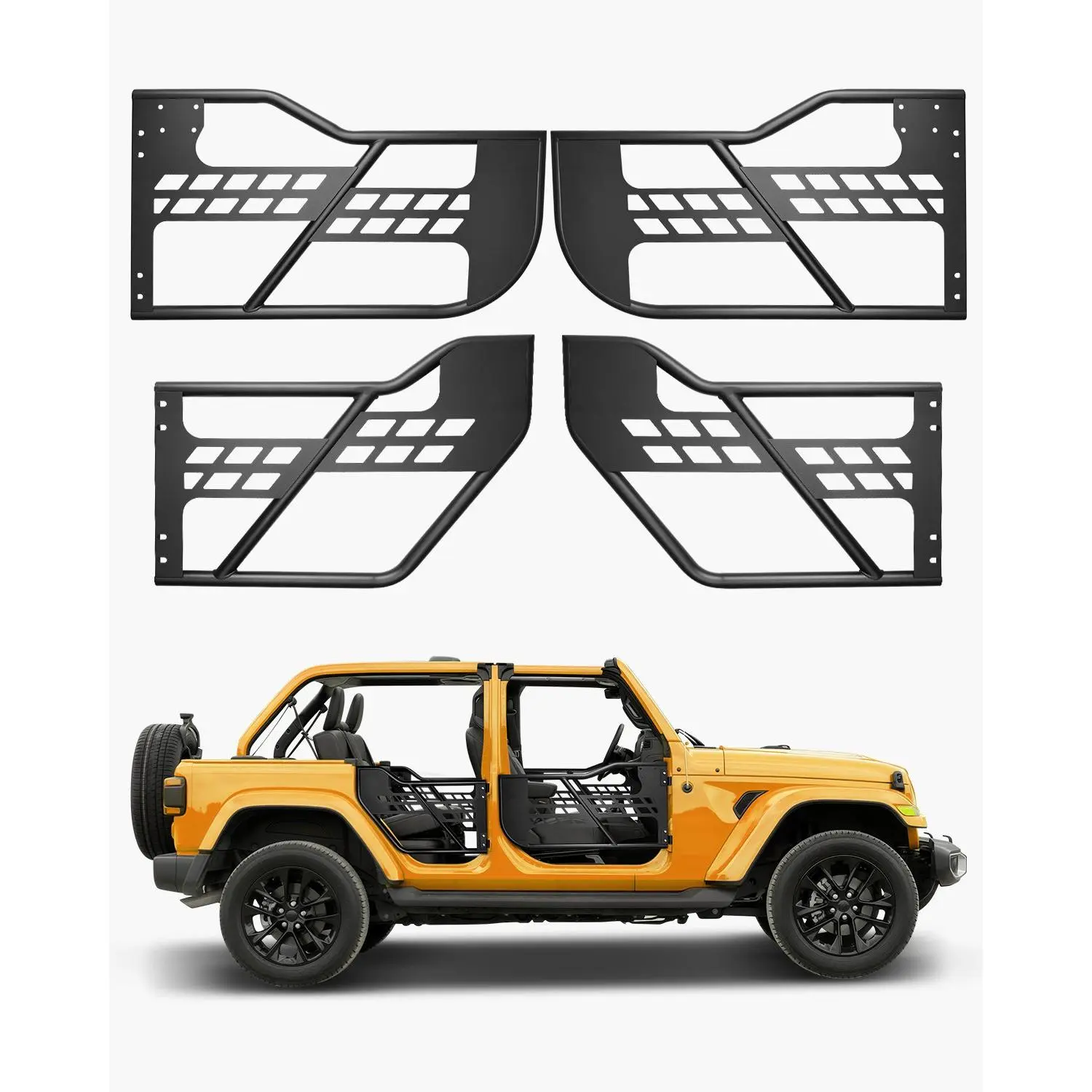 【Summerfinds】VEVOR Jeep Tube Doors, 4-Door, Hunting Style Jeep Tubular Door with Heavy-Duty Hinges & OE Latch, Jeep Doors with Rubber Pads, Fit for 2018-2024 Jeep Wrangler JL & 2020-2024 Jeep Gladiator JT