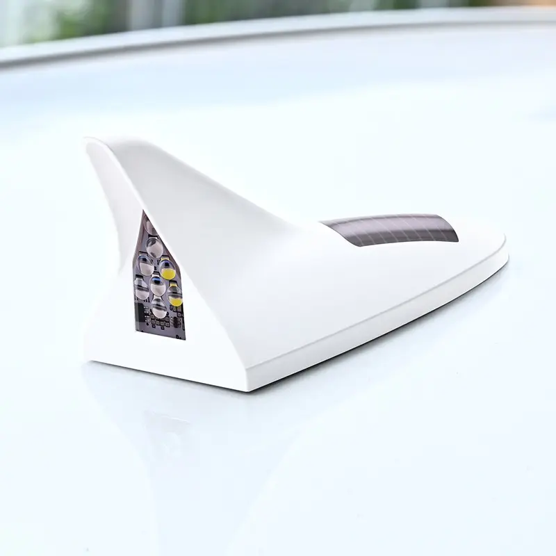 Car decorative light solar powered shark fin antenna roof tail modified lights No battery replacement required Anti-build antenna design Automotive Accessories