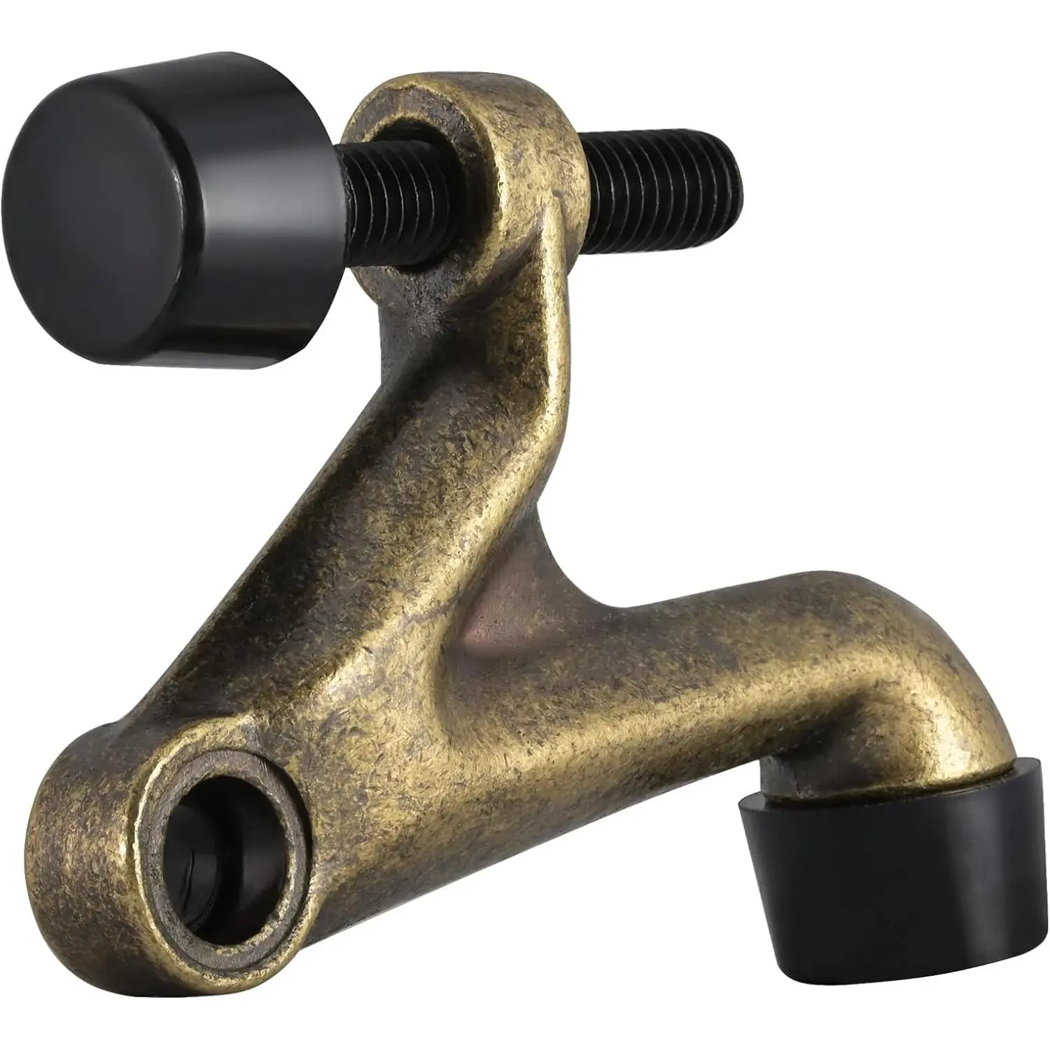 1 Pack Hinge Pin Door Stoppers, Hing Door Stops, Adjustable Deluxe Heavy Doorstops for Top of Door, Hinge Stoppers with Black Rubber Bumper Tips, Oil Rubbed Bronze