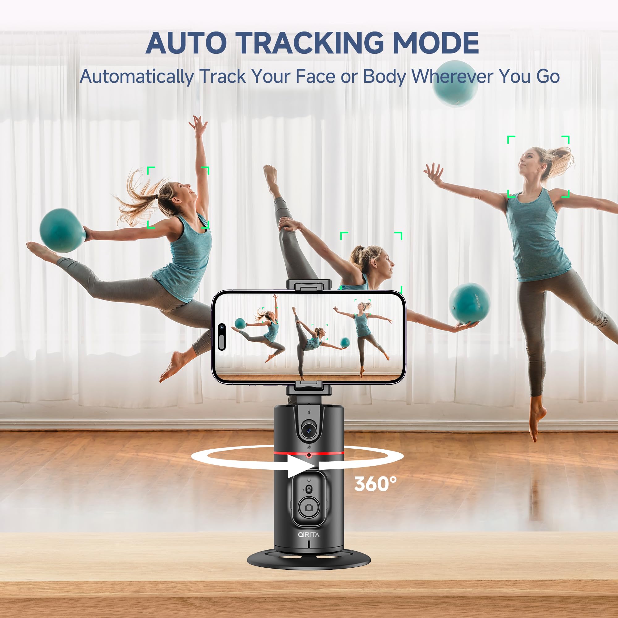 Smart Auto Face Tracking Tripod, 360° Rotation Phone Holder for iPhone Android, No App, Camera Mount Stabilizer for Vlog, TikTok, YouTube Live Smart Auto Face Tracking Tripod, 360° Rotation Phone Holder for iPhone Android, No App, Camera Mount Stabilizer for Vlog, TikTok, YouTube Live