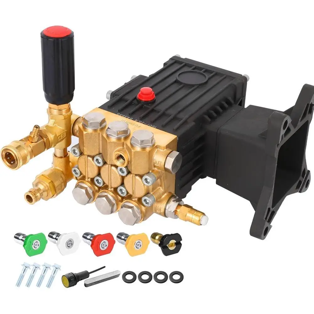 High Pressure Water Pump, 4400 Psi,4 Gpm – 1 in Shaft Horizontal Plunger, Power Washer Pump, Parts Washer Pump Replacement Compatible with Simpson, Ryobi, Subaru, Craftsman