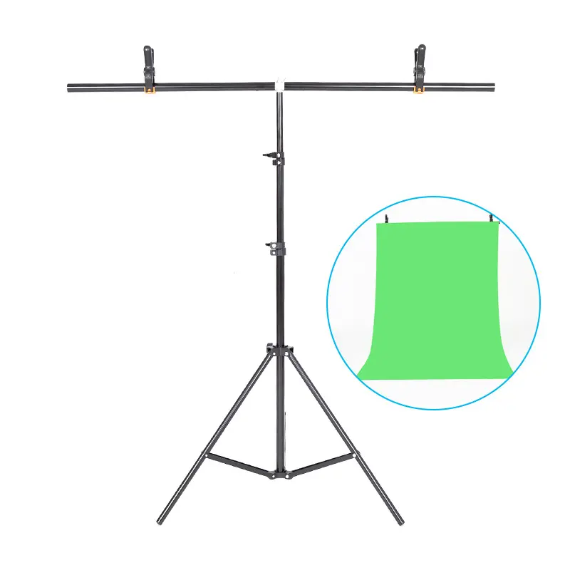 T-Shape Adjustable Backdrop Stand Kit - Portable Metal Telescopic Crossbar Tripod with Clips, Chroma Key Compatible Portable Camera Accessories for Photo Studio, Live Streaming