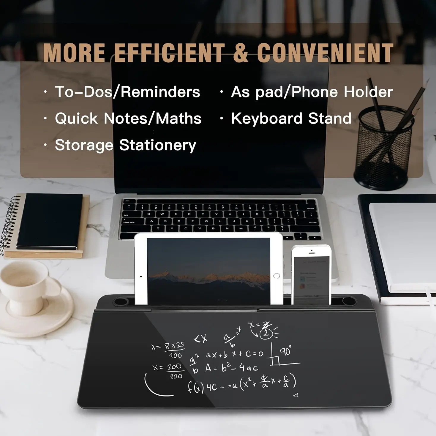 Desktop Glass Whiteboard with Organizer Markers Eraser Dry Erase Board Computer Pad Keyboard Stand Built In Drawer Holder Home School Office Workspace Solution Ideal for Students Professionals Creativ