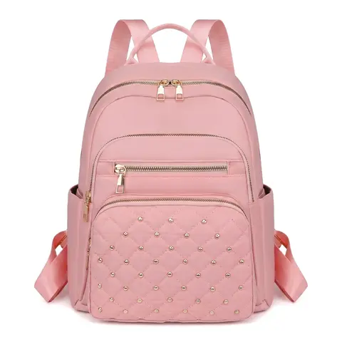 Women's Wear Resistant Nylon Travel Backpack - Casual Lightweight, Large Capacity Daypack with Zipper Closure, Solid Colors (Black, Red, Pink, Gray) for School, Everyday Use, Backpacks for School, Lightweight Eases All-Day Wear