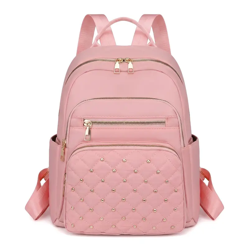 Women's Wear Resistant Nylon Travel Backpack - Casual Lightweight, Large Capacity Daypack with Zipper Closure, Solid Colors (Black, Red, Pink, Gray) for School, Everyday Use, Backpacks for School, Lightweight Eases All-Day Wear