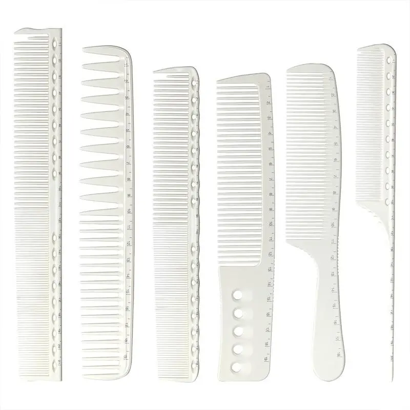 6 Piece Professional Haircut Comb Set with Precision Measurement, Anti-Static Durable Hair Tool, Hair Combs Ideal for Barbers and Salons