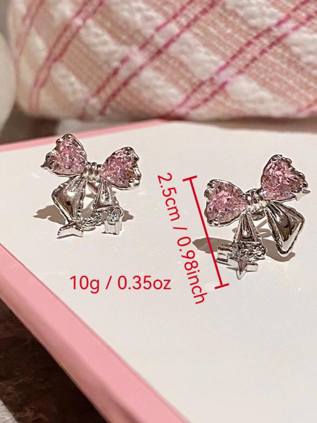 Rhinestone Bow Decor Dangle Earrings, Statement Earrings for Women, Gifts for Girlfriend, Fashionable Ear Piercing Jewelry for Girls, Casual Jewelry for Party, Daily Decor, Trendy All-match & Exquisite Jewelry for Birthday Gift