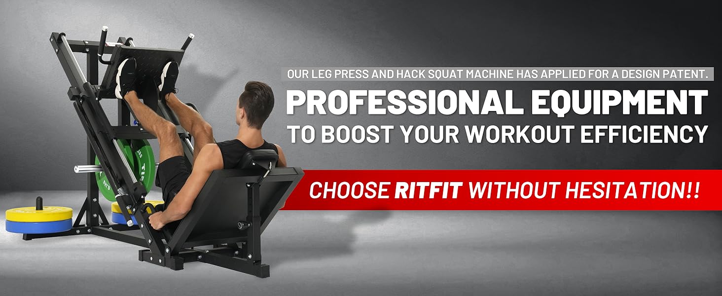 RitFit Leg Press Hack Squat Machine, Professional Adjustable Leg Press Machine for Home Gym with Linear Bearing, Specialty Hack Squat Machine for Full Lower Body Workout with Weight Storage Posts