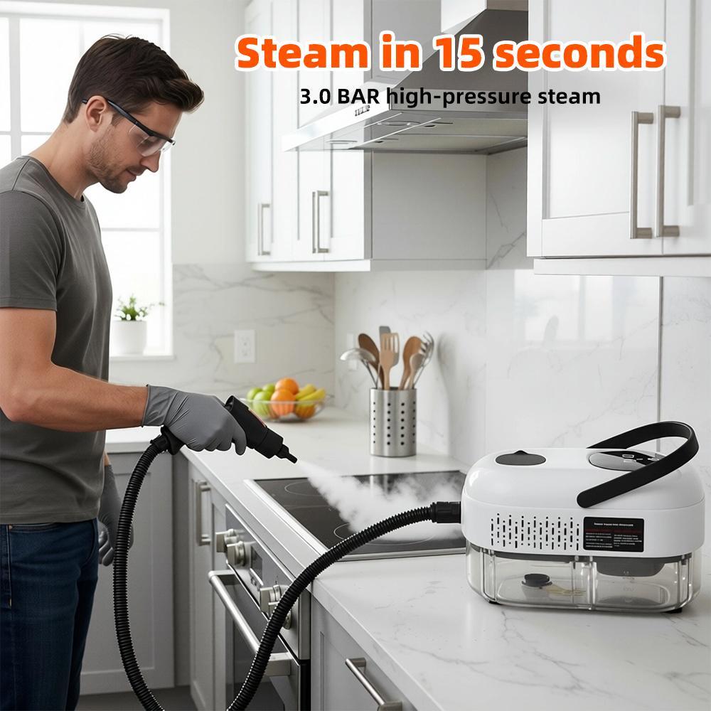 1500W Handheld Steam Cleaner, 50 PSI High-Pressure Steam, 1000ml Tank, 6-Level Adjustable, 105°C/221°F Fast Heat in 15s, Portable Multi-Surface Steamer with 16-Piece Kit