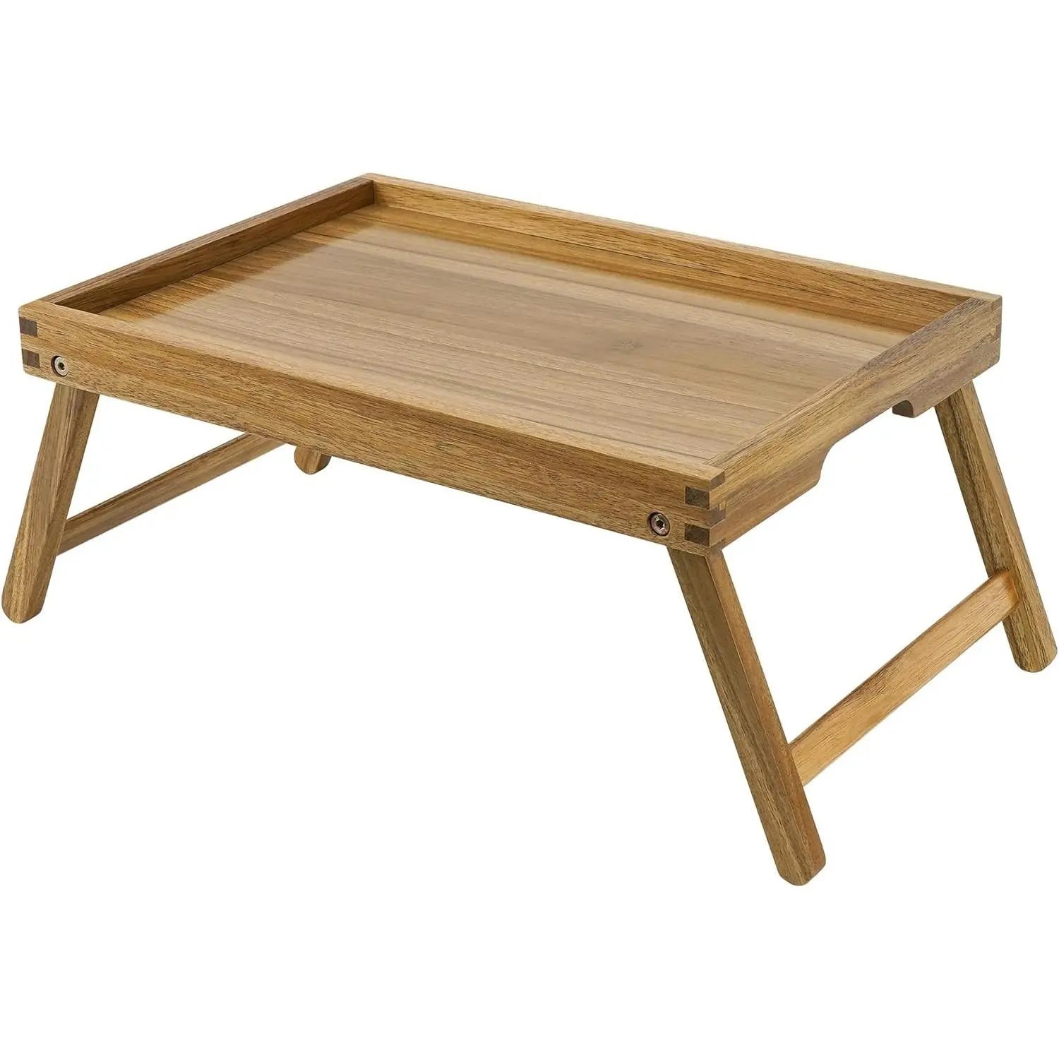 Acacia Bed Table Tray, Wooden Breakfast Tray with Folding Legs, Bed Tray for Eating and Laptop, Eating Trays for Bedroom