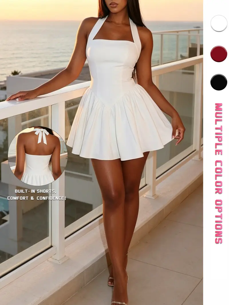 successful thoughts halter mini dress white Successful Thoughts Halter Mini Dress White
