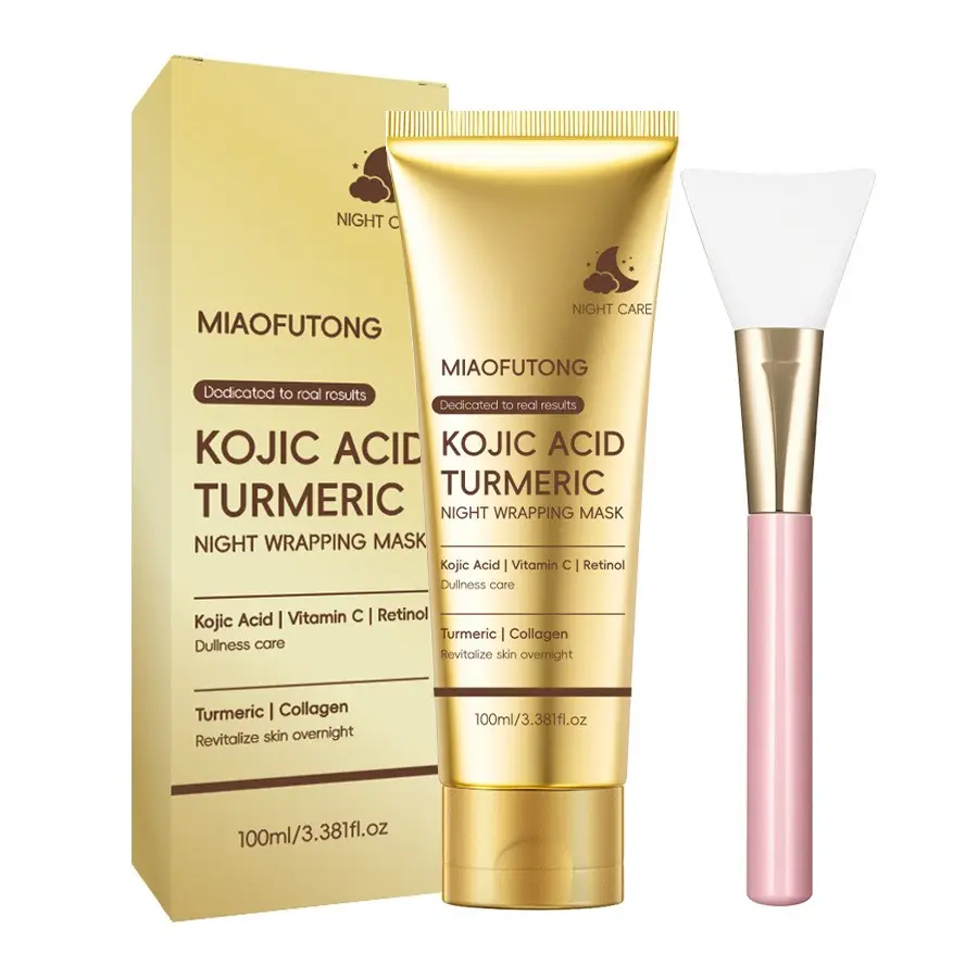 Gentle Turmeric Kojic Acid Overnight Peel off Mask, Hydrating Night Facial Mask with Vitamin C Collagen, Easy At-Home Skin Care for Dull Complexion