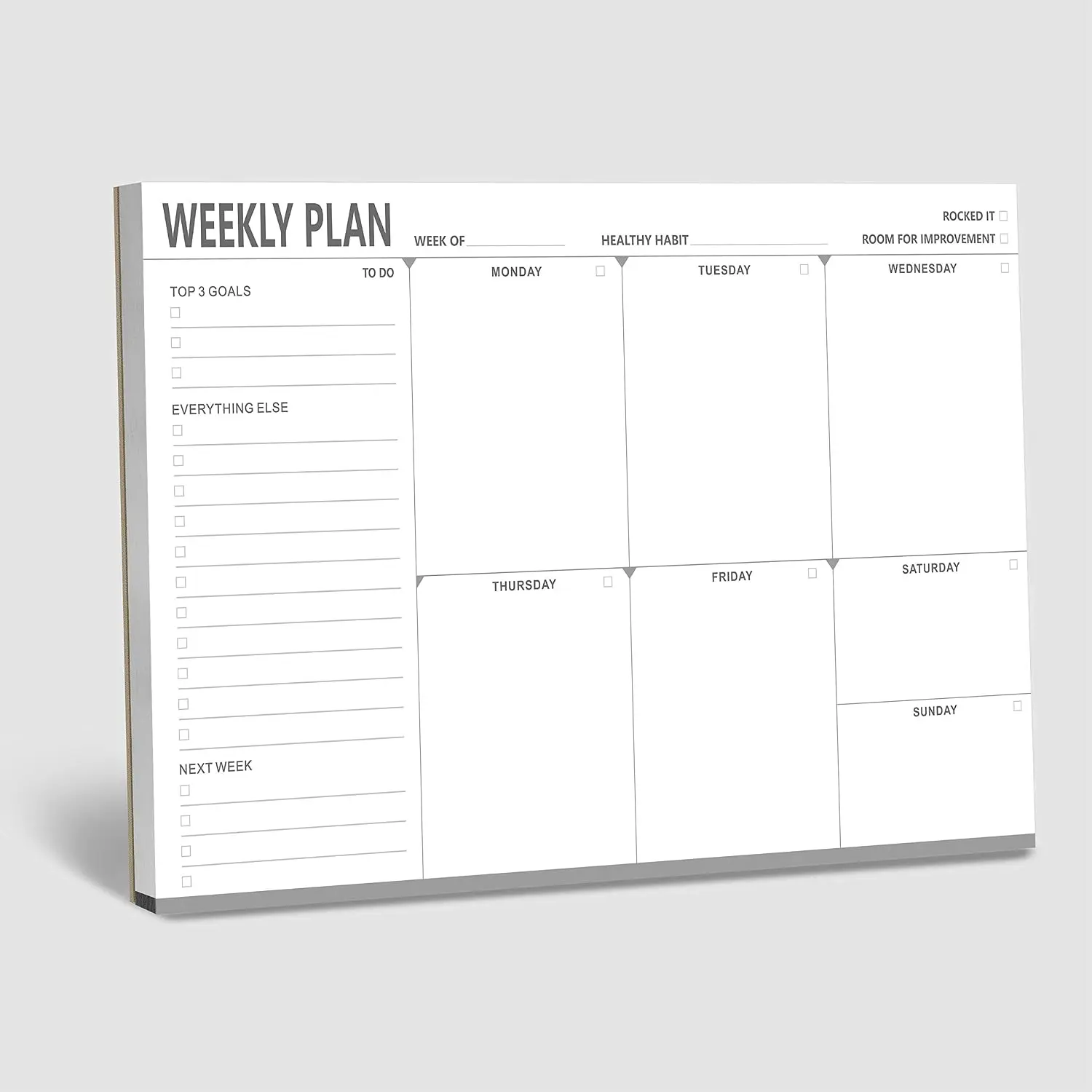 Desktop Weekly Planner Organizer Note Pad, 90 Sheets, 9"x6", with Mountings for Fridge & Locker, Organizers