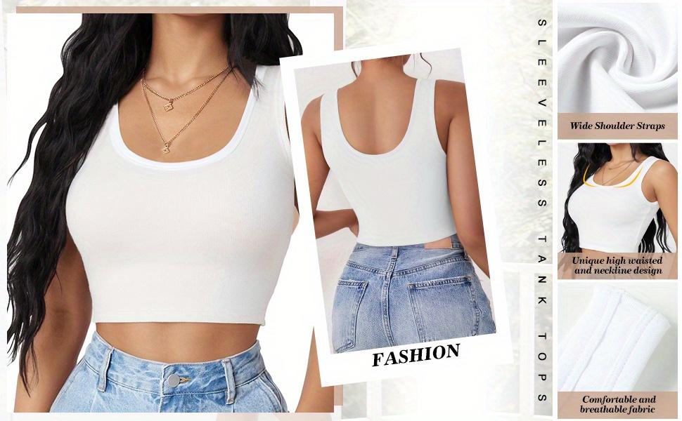 3-4 women's vests, U-neck sleeveless short tops, basic short I-shaped vests, outdoor tops and sports shirts