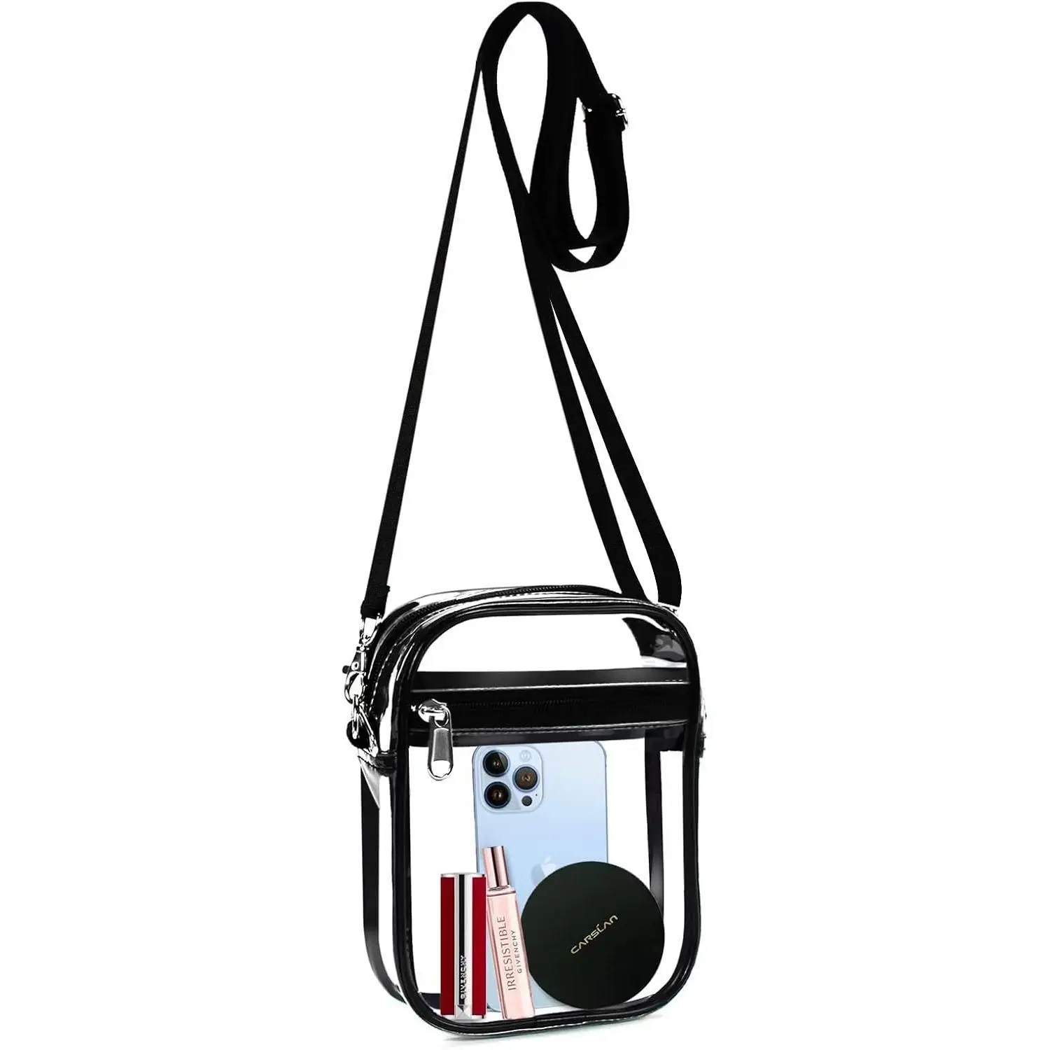 Clear Bag Stadium Approved Clear Crossbody Purse with Front Pocket | Adjustable Straps Zippered Transparent Bag for Women Men for Concerts  Events Festivals,  Days